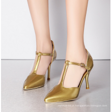 moda senhora sapatos de festa sapatos dourados